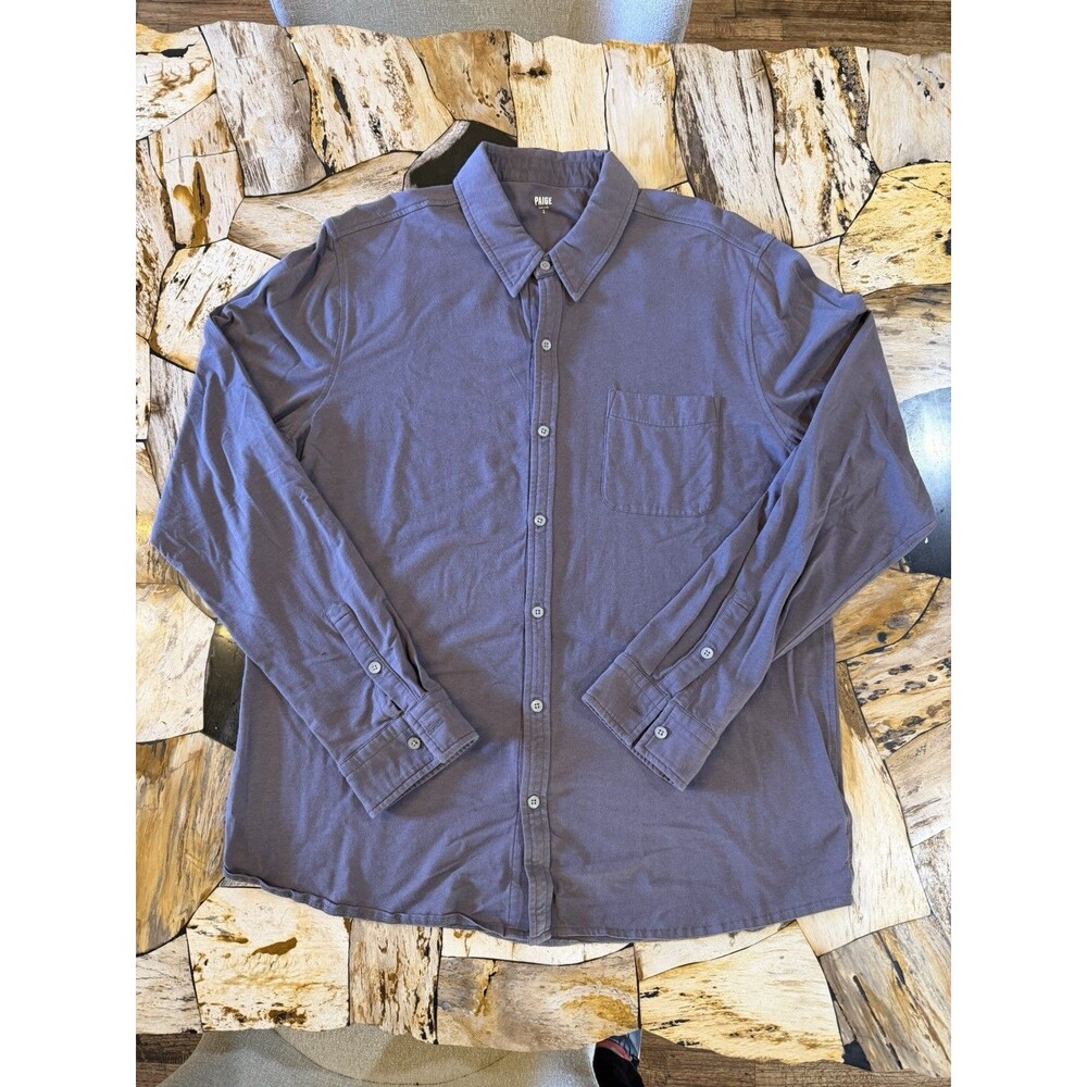 Paige Mens Button Down, Size Large, Stretch - Dark Purple